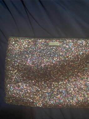 kate spade Rose Gold Holographic Glitter Clutch